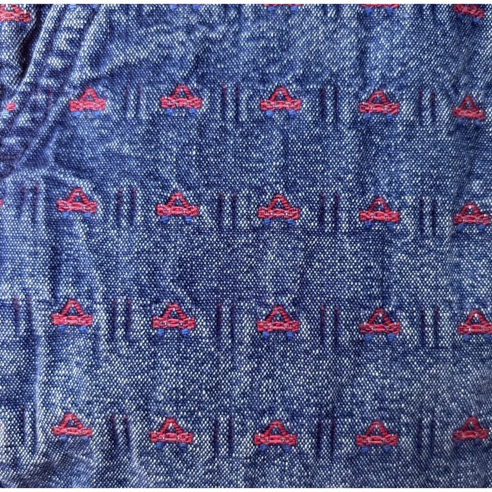Vtg Lee Denim Overalls Boys 2 Toddler Cars Print USA Made Blue Red Retro - Picture 3 of 4